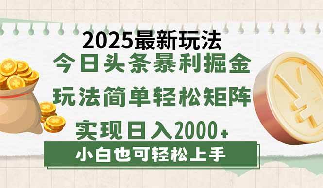 2025今日头条最新玩法：简单复制粘贴，轻松矩阵日入2000+-54创业网
