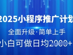 2025小程序推广计划全面升级，日均多张揭秘-54创业网