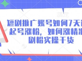 7天快速涨粉秘籍：短剧推广账号精准涨粉实操指南-54创业网