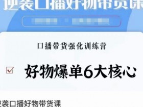 逆袭口播带货课：6大好物爆单核心+口播带货强化训练营-54创业网