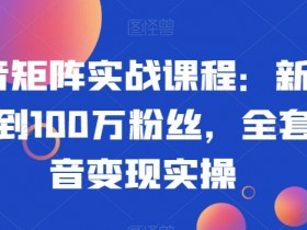 抖音矩阵实战：0到100万粉丝速成课，新手必学抖音变现实操-54创业网