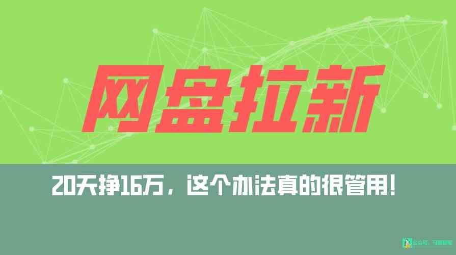 网盘拉新赚钱：私域全自动玩法0粉起号，小白当天见收益，实测日赚5000-54创业网