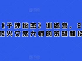 21天子弹秘密训练营：顶尖文案大师的策略技巧，21天速成-54创业网