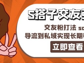 888元S搭子交友引流秘籍：交友粉SOP打法，私域导流稳定赚钱-54创业网
