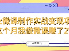 微课赚钱实战：商业微课制作变现项目，月入2W+真实案例-54创业网