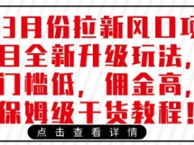 3月拉新风口项目升级：低门槛高佣金，保姆级教程手把手教学-54创业网