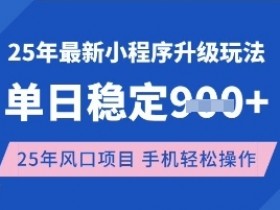 25年3月小程序赚钱新玩法：单日稳定收益数张，手机轻松操作风口项目-54创业网