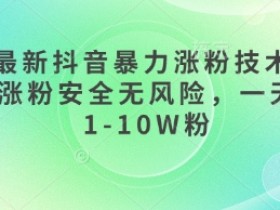 3月抖音暴力涨粉技术：1天速涨1-10W粉，安全无风险实操教程-54创业网