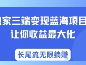 三端变现蓝海项目：独家躺挣秘籍，收益最大化无限长尾流-54创业网