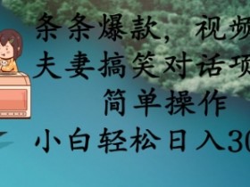 视频号夫妻搞笑对话项目：条条爆款，小白轻松日入300+-54创业网