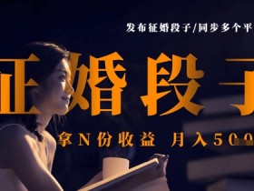 征婚段子轻松赚钱：多平台同步发布，月入5k不是梦-54创业网