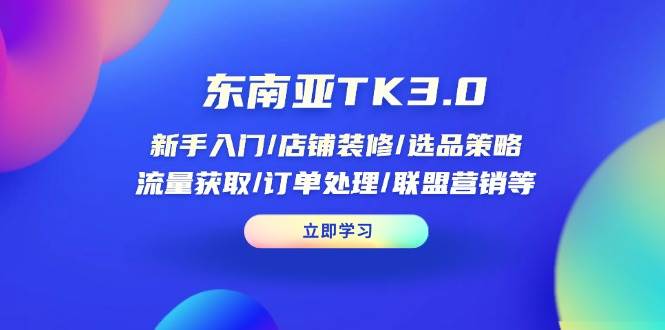 东南亚TK3.0新手必看：店铺装修+选品策略+流量获取+订单处理全攻略-54创业网
