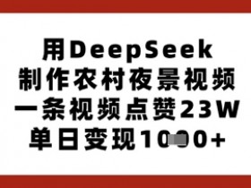 农村夜景视频制作秘籍：用DeepSeek一条爆款23W赞，单日变现技巧大公开-54创业网