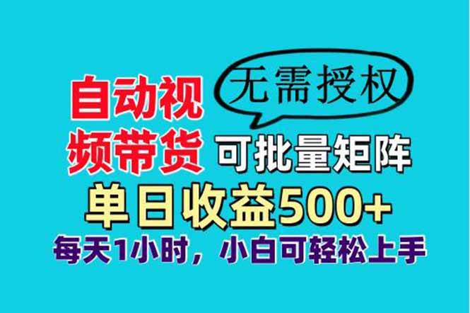 自动视频带货：批量矩阵日赚500+，小白轻松实现睡后收益-54创业网