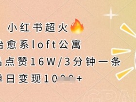 治愈系loft公寓装修爆火！16W赞小红书神作，3分钟速成攻略，日赚数张-54创业网