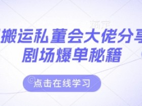 短剧搬运赚钱：私董会大佬揭秘付费剧场爆单技巧-54创业网