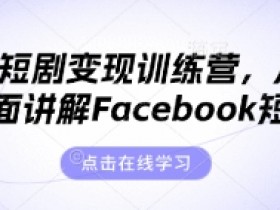 Facebook短剧变现实战：0基础海外短剧赚钱训练营-54创业网