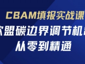 欧盟碳边界调节机制CBAM填报实战课：零基础快速精通-54创业网