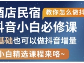 抖音本地生活酒店民宿运营：0基础轻松做增量，引爆客流秘籍-54创业网