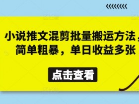 小说推文混剪搬运：批量操作日赚多张，简单粗暴见效快-54创业网