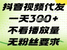 抖音代发视频一天3条起：无粉丝要求 不看播放量 真实接单-54创业网
