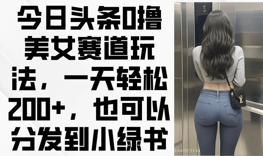 0撸美女赛道玩法：今日头条日赚200+，同步分发小绿书超简单-54创业网