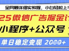 2025微信广告掘金：小程序+公众号双管齐下，单日变现过千技巧揭秘-54创业网
