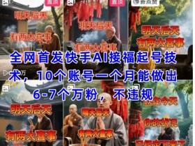 快手AI接福起号涨粉技术：10账号月涨6-7万粉，不违规全网首发-54创业网