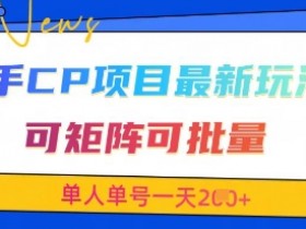快手CP项目：最新交友赛道玩法，矩阵批量操作，单人单号日赚2张+-54创业网