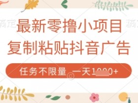 抖音广告零撸项目揭秘：复制粘贴日赚数张，平台大水任务不限量-54创业网