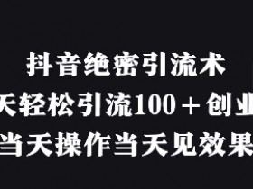 抖音引流秘籍：3步日吸100+精准创业粉，当天见效赚钱快-54创业网