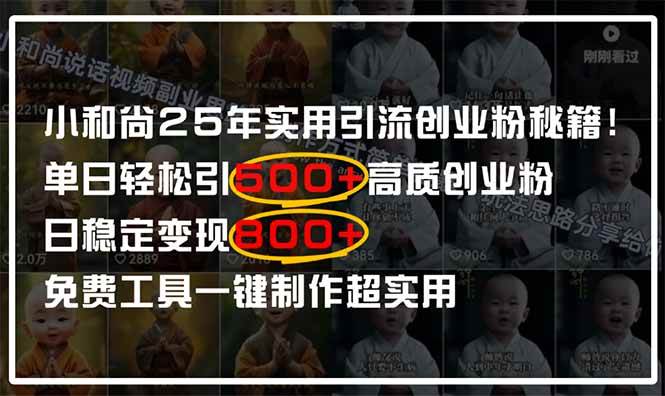 2025年创业粉引流秘籍：小和尚教你单日500+精准流量，轻松日赚800+-54创业网