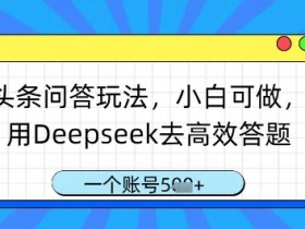 小白也能做的头条问答玩法：用Deepseek高效答题，1个账号轻松赚多张收益-54创业网