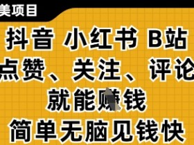 抖音小红书B站赚钱：点赞关注评论立赚零花钱，无脑零撸项目揭秘-54创业网