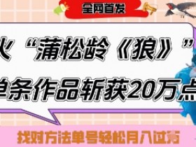 爆火蒲松龄《狼》拆解：6条作品涨粉24W，20W点赞秘籍，轻松起号月入过万-54创业网