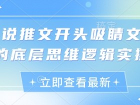 小说推文开头怎么写？3步吸睛文案思维逻辑实操指南-54创业网