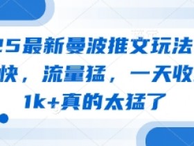 2025曼波推文最新玩法：起号快流量猛，日赚1k+实战教程-54创业网