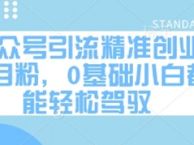 公众号引流创业粉实战教程：0基础小白轻松上手精准项目-54创业网