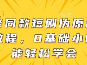 短剧搬运伪原创教程：0基础小白轻松学会大佬同款爆款方法-54创业网