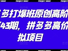 拼多多高价虚拟项目：打爆班原创高阶技术第43期实操秘籍-54创业网