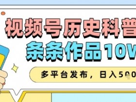 视频号历史科普10W+爆款秘籍：多平台发布轻松变现收益翻倍-54创业网