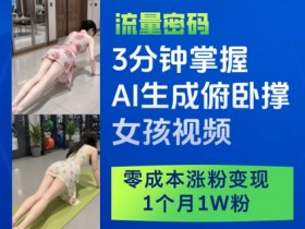 AI生成俯卧撑女孩视频教程：3分钟零成本涨粉，1月轻松变现1W粉-54创业网