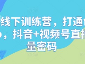 创始人IP打造秘籍：抖音+视频号直播训练营，引爆线下流量-54创业网