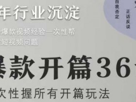 爆款短视频开篇36计2.0：一次性学会所有爆款开头套路-54创业网