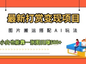 AI图片搬运赚钱：小白0基础日赚500的打赏变现项目-54创业网