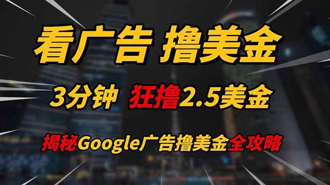 看广告赚美金：3分钟2.5刀！Google广告日赚200美金攻略-54创业网