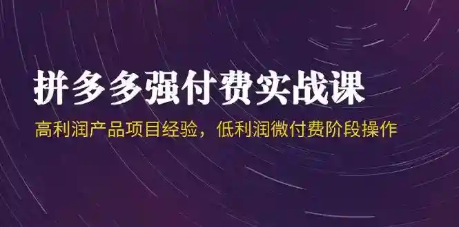 拼多多强付费实战课44期：高利润产品+微付费操作技巧-54创业网
